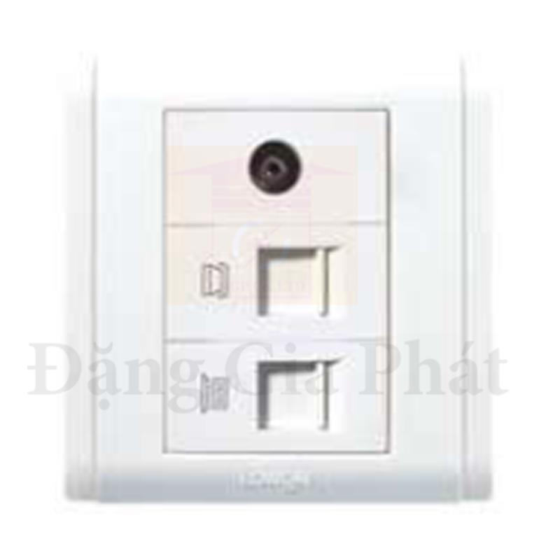 Ổ cắm tivi 5-850Mhz + Ổ cắm điện thoại RJ11 + Ổ cắm vi tính RJ45